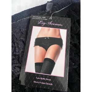 Leg Avenue Lace Ruffle Shorts Black One Size O/S Women’s Lingerie Sleepwear 2985